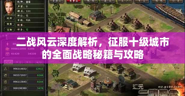 二战风云深度解析，征服十级城市的全面战略秘籍与攻略