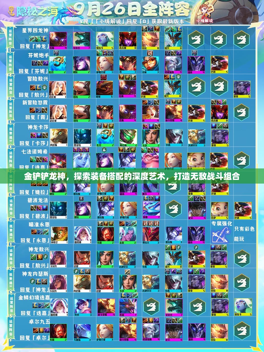 金铲铲龙神，探索装备搭配的深度艺术，打造无敌战斗组合