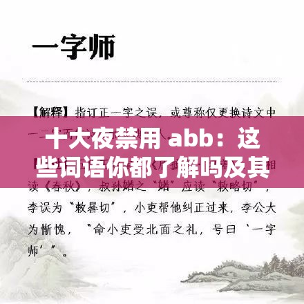 十大夜禁用 abb：这些词语你都了解吗及其背后的故事