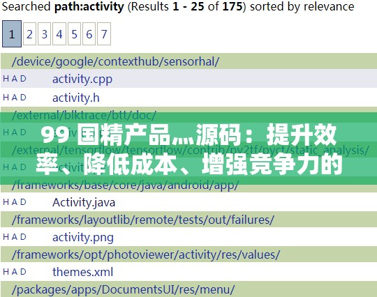 99 国精产品灬源码：提升效率、降低成本、增强竞争力的利器