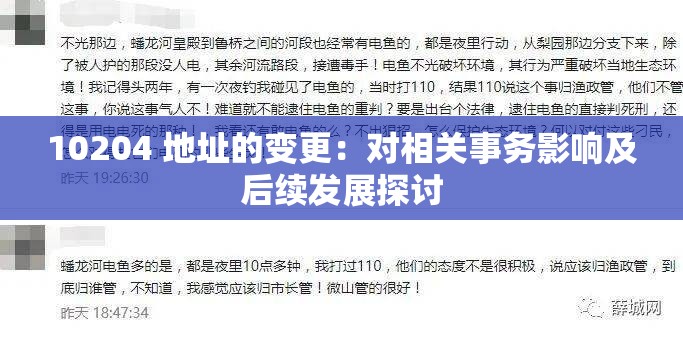 10204 地址的变更：对相关事务影响及后续发展探讨