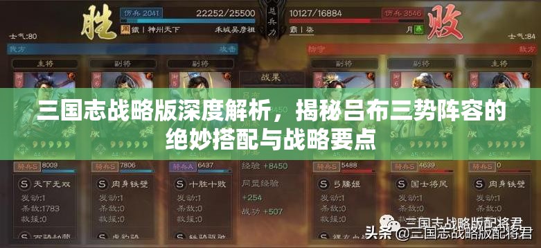 三国志战略版深度解析，揭秘吕布三势阵容的绝妙搭配与战略要点