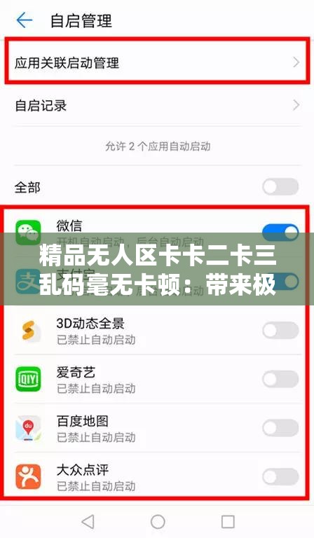 精品无人区卡卡二卡三乱码毫无卡顿：带来极致流畅体验