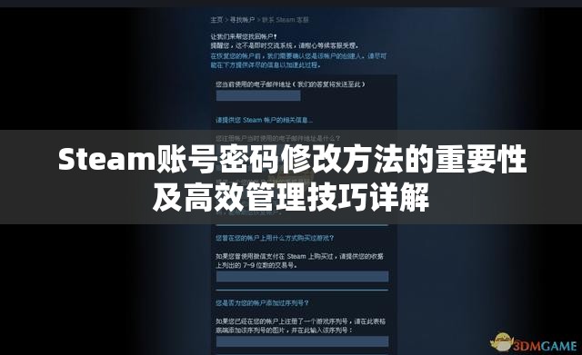 Steam账号密码修改方法的重要性及高效管理技巧详解