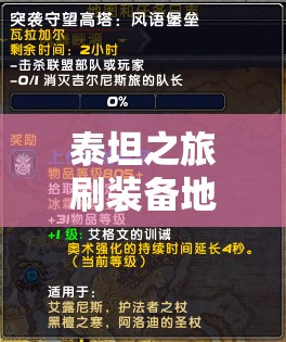 泰坦之旅刷装备地点全解析，掌握资源管理关键，高效获取装备攻略