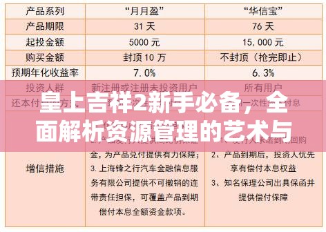 皇上吉祥2新手必备，全面解析资源管理的艺术与策略