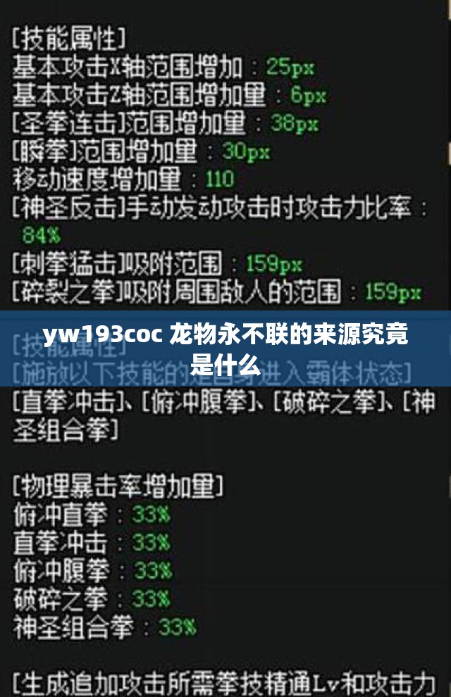 yw193coc 龙物永不联的来源究竟是什么