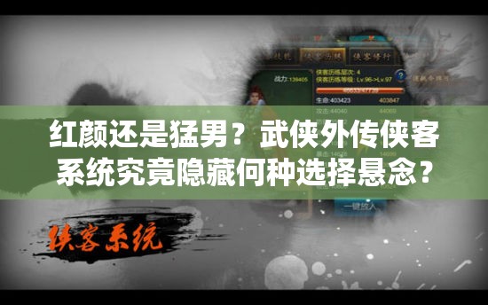 红颜还是猛男？武侠外传侠客系统究竟隐藏何种选择悬念？