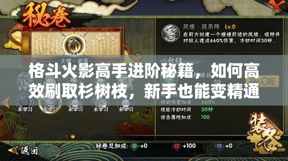 格斗火影高手进阶秘籍，如何高效刷取杉树枝，新手也能变精通？