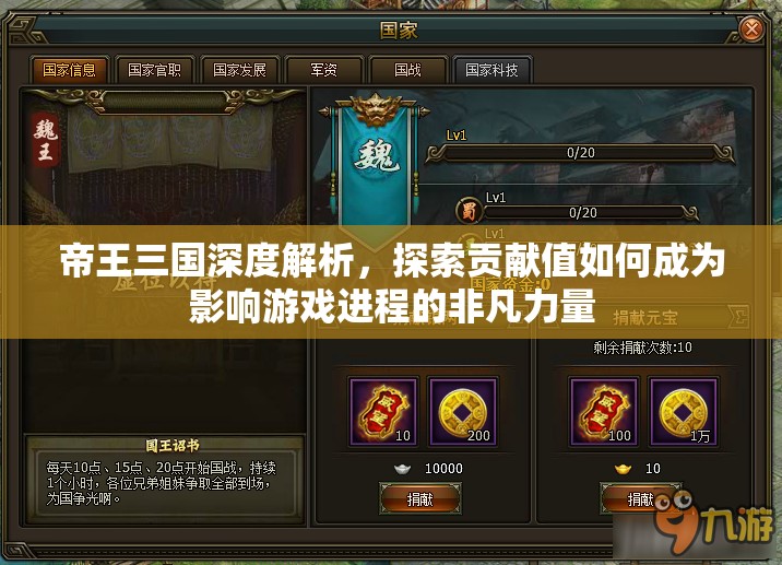 帝王三国深度解析，探索贡献值如何成为影响游戏进程的非凡力量