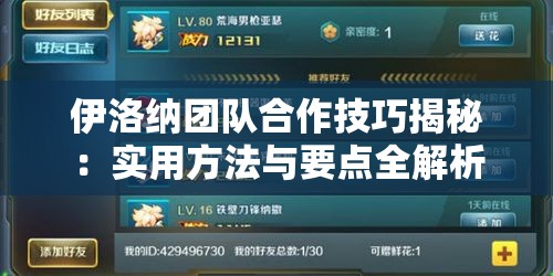 伊洛纳团队合作技巧揭秘：实用方法与要点全解析