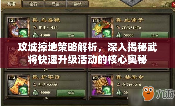 攻城掠地策略解析，深入揭秘武将快速升级活动的核心奥秘