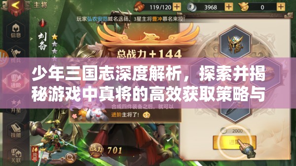 少年三国志深度解析，探索并揭秘游戏中真将的高效获取策略与途径