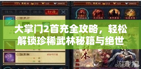 大掌门2首充全攻略，轻松解锁珍稀武林秘籍与绝世神兵秘籍