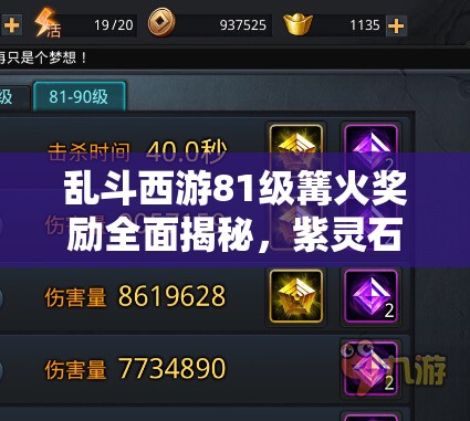 乱斗西游81级篝火奖励全面揭秘，紫灵石、金灵石等丰厚奖励等你领取！