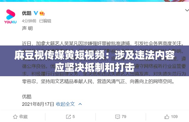 麻豆视传媒黄短视频：涉及违法内容应坚决抵制和打击