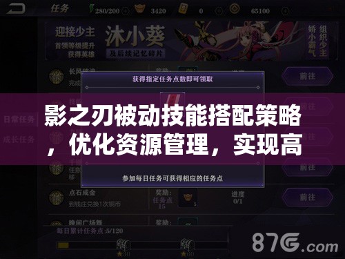 影之刃被动技能搭配策略，优化资源管理，实现高效利用并有效避免浪费