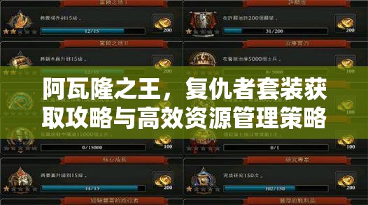 阿瓦隆之王，复仇者套装获取攻略与高效资源管理策略详解