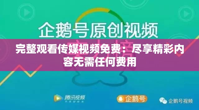 完整观看传媒视频免费：尽享精彩内容无需任何费用