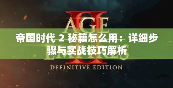 帝国时代 2 秘籍怎么用：详细步骤与实战技巧解析