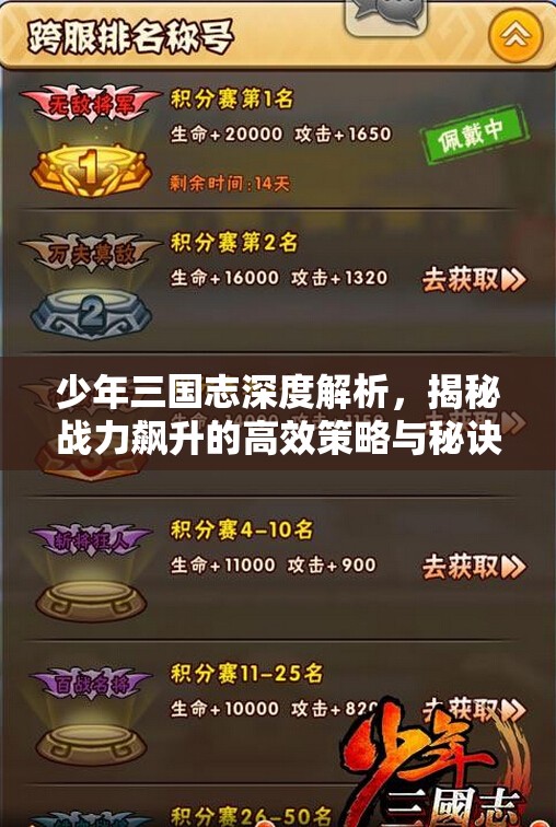 少年三国志深度解析，揭秘战力飙升的高效策略与秘诀