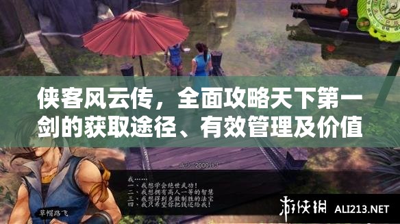 侠客风云传，全面攻略天下第一剑的获取途径、有效管理及价值最大化策略