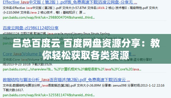 吕总百度云 百度网盘资源分享：教你轻松获取各类资源