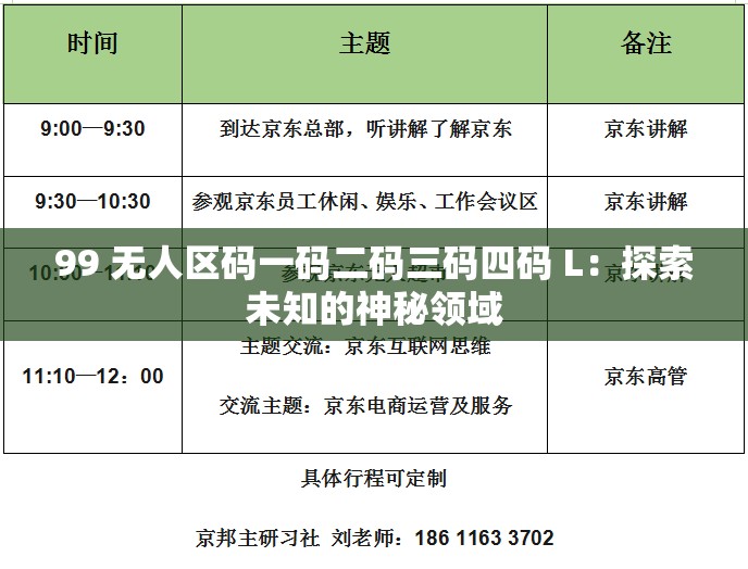 99 无人区码一码二码三码四码 L：探索未知的神秘领域