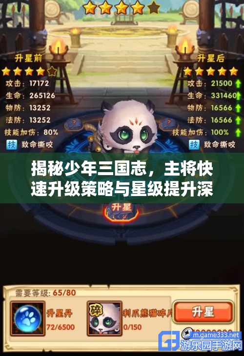 揭秘少年三国志，主将快速升级策略与星级提升深层奥秘
