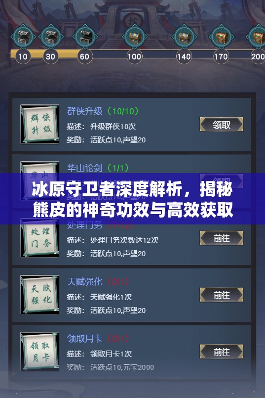 冰原守卫者深度解析，揭秘熊皮的神奇功效与高效获取策略