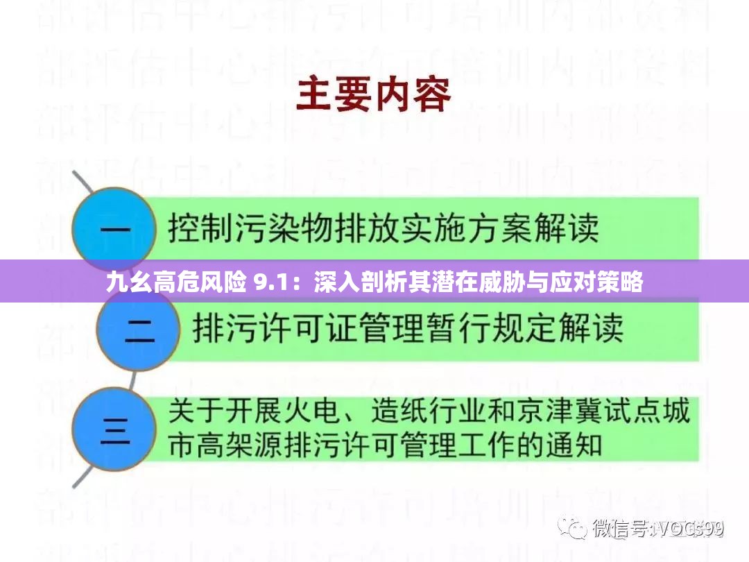 九幺高危风险 9.1：深入剖析其潜在威胁与应对策略