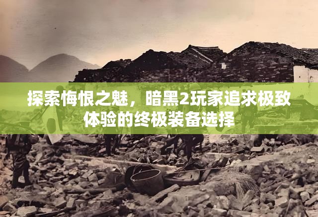 探索悔恨之魅，暗黑2玩家追求极致体验的终极装备选择