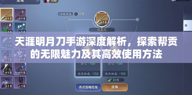 天涯明月刀手游深度解析，探索帮贡的无限魅力及其高效使用方法