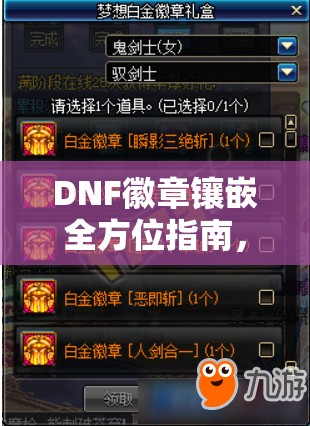 DNF徽章镶嵌全方位指南，解锁并最大化装备潜能的必备钥匙