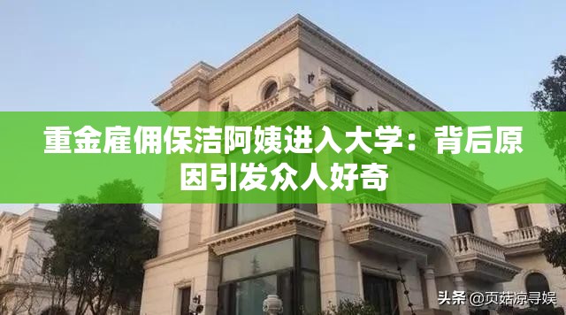 重金雇佣保洁阿姨进入大学：背后原因引发众人好奇