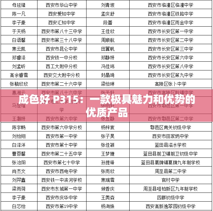 成色好 P315：一款极具魅力和优势的优质产品