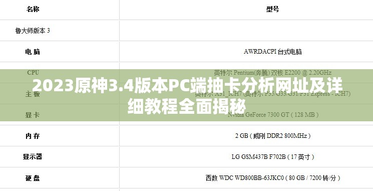 2023原神3.4版本PC端抽卡分析网址及详细教程全面揭秘