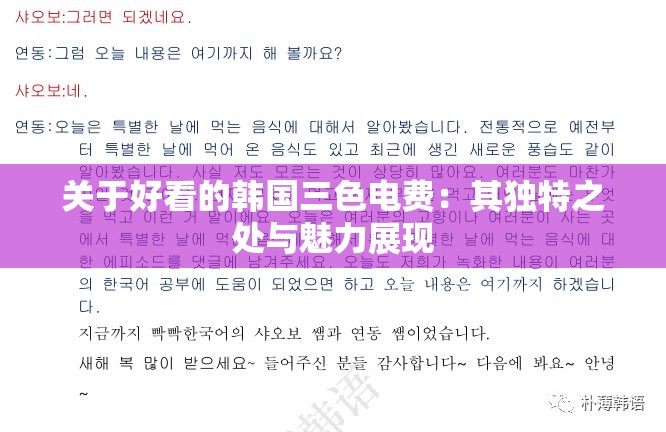 关于好看的韩国三色电费：其独特之处与魅力展现