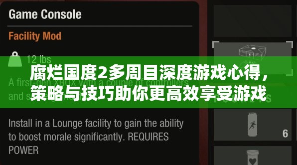 腐烂国度2多周目深度游戏心得，策略与技巧助你更高效享受游戏乐趣