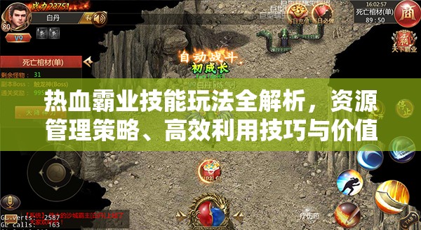 热血霸业技能玩法全解析，资源管理策略、高效利用技巧与价值最大化途径