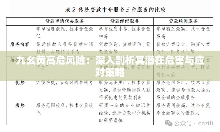 九幺黄高危风险：深入剖析其潜在危害与应对策略