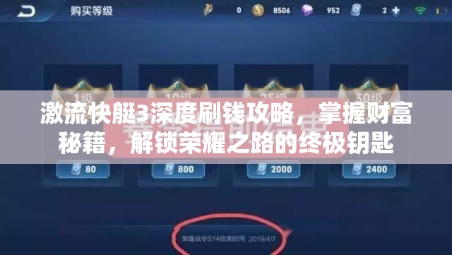 激流快艇3深度刷钱攻略，掌握财富秘籍，解锁荣耀之路的终极钥匙