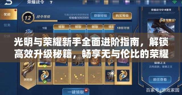 光明与荣耀新手全面进阶指南，解锁高效升级秘籍，畅享无与伦比的荣耀之旅
