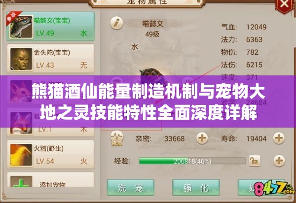 熊猫酒仙能量制造机制与宠物大地之灵技能特性全面深度详解