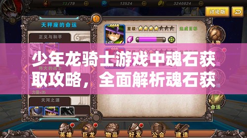 少年龙骑士游戏中魂石获取攻略，全面解析魂石获得的各种途径