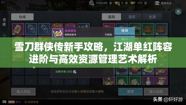 雪刀群侠传新手攻略，江湖单红阵容进阶与高效资源管理艺术解析