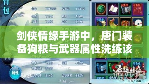 剑侠情缘手游中，唐门装备狗粮与武器属性洗练该如何选择？深度解析来了！