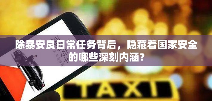 除暴安良日常任务背后，隐藏着国家安全的哪些深刻内涵？