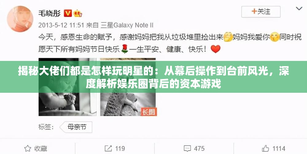 揭秘大佬们都是怎样玩明星的：从幕后操作到台前风光，深度解析娱乐圈背后的资本游戏