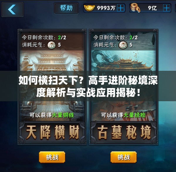 如何横扫天下？高手进阶秘境深度解析与实战应用揭秘！